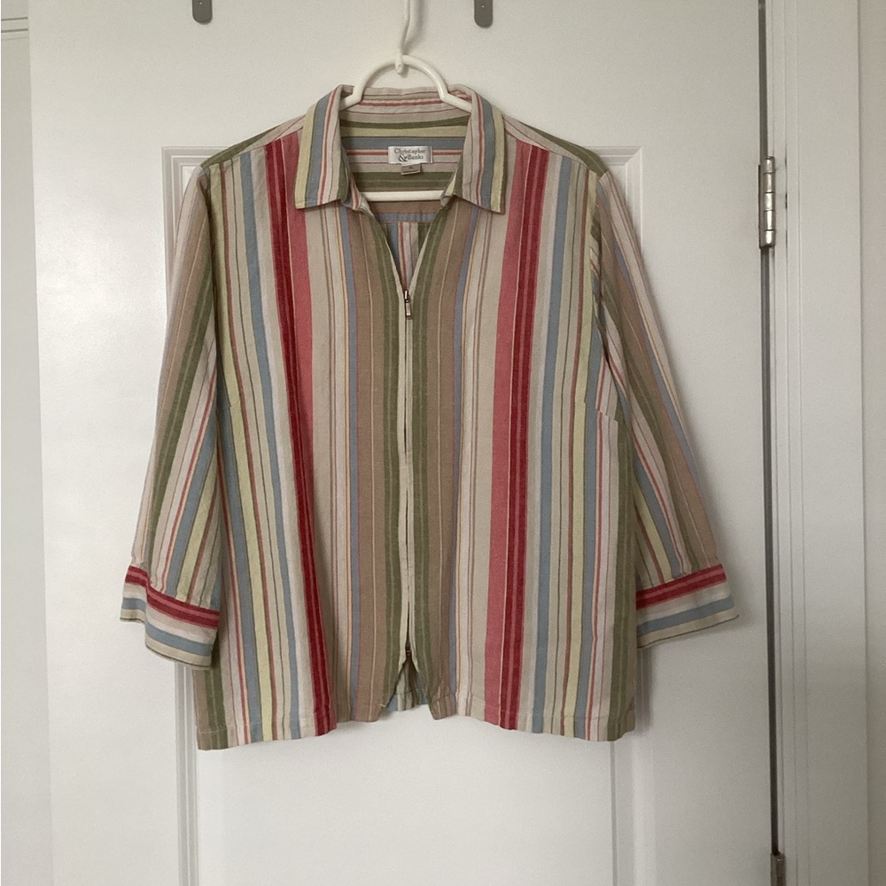 Christopher & Banks Multistripe zippered Shirt/Jacket